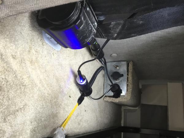 12v outlets under couch/bed from rear with switch for COB lights